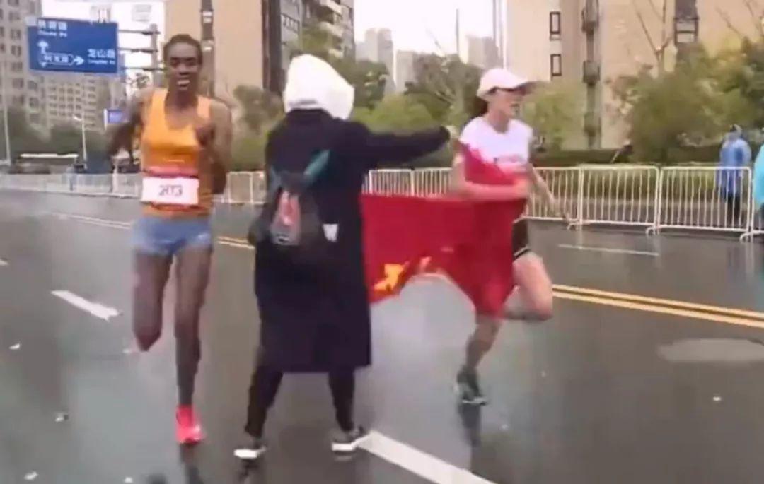 Ethiopian Forced to A Stop at Finish Line! Marathon Drama!