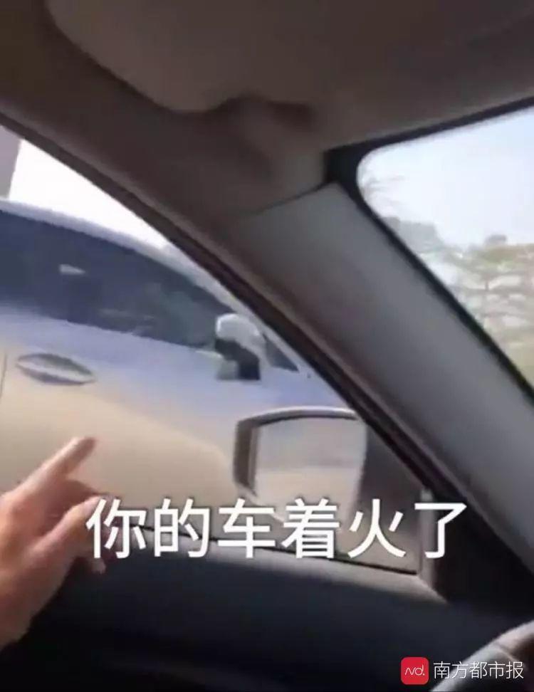 Your Car is on Fire! Driver Shouts and Stops A Car on the Road Your Car is on Fire! Driver Shouts and Stops A Car on the Road