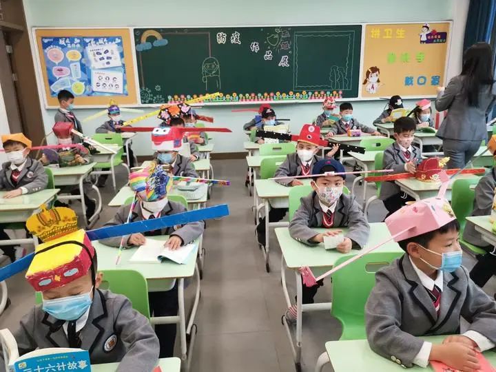 Smart Solution! Chinese Kids Wear Hats to Keep Social Distance